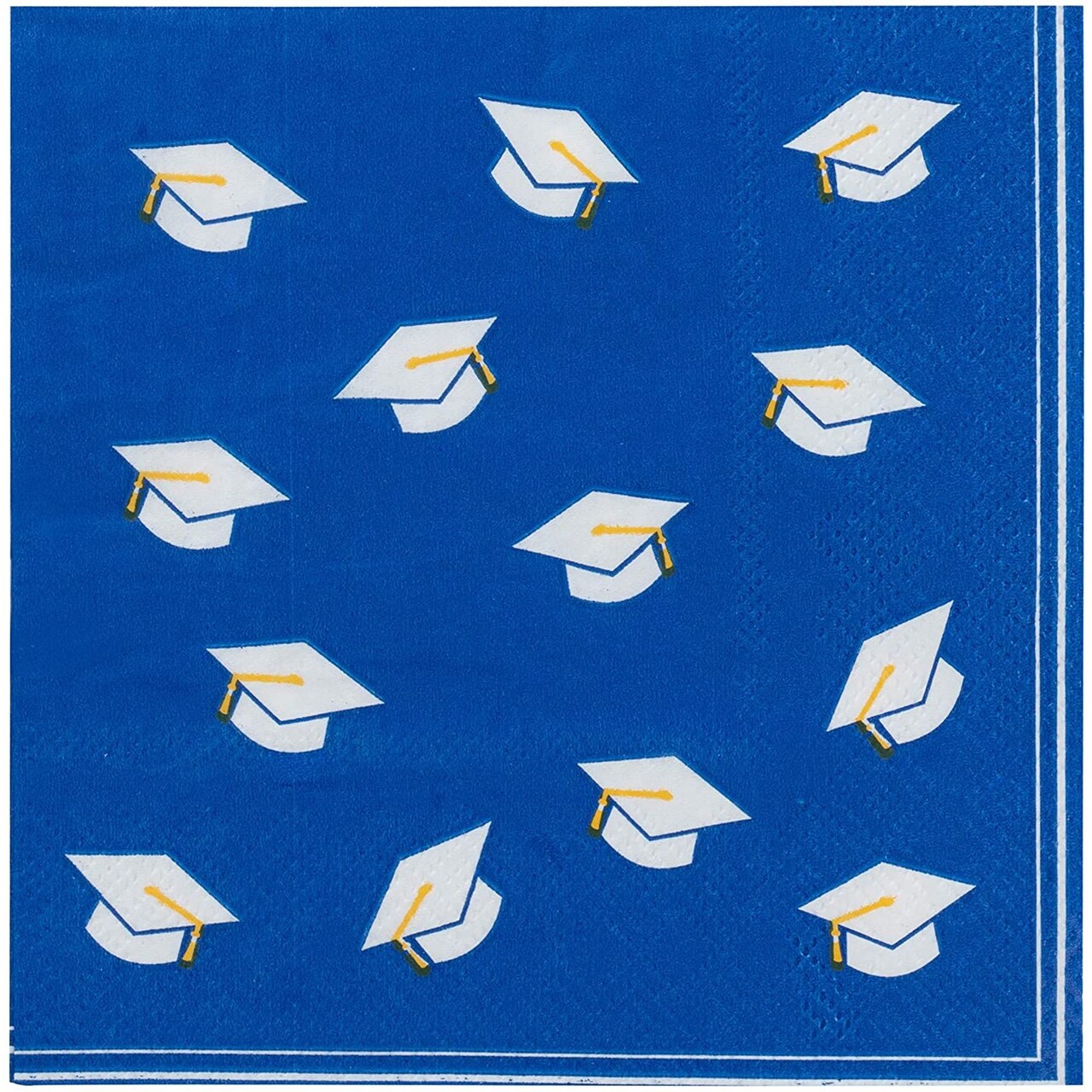 100 Pack Graduation Party Napkins - Blue Graduation Cap Cocktail Napkins for Class of 2025 Graduation Party Supplies, 5x5 Inches